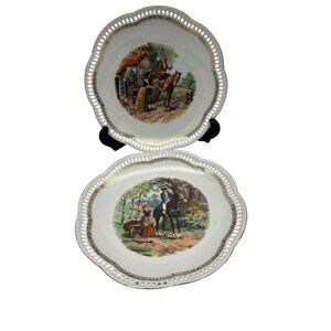 Vintage Schumann Bavaria 7.5" Plates Horseback Rider Scenes Germany